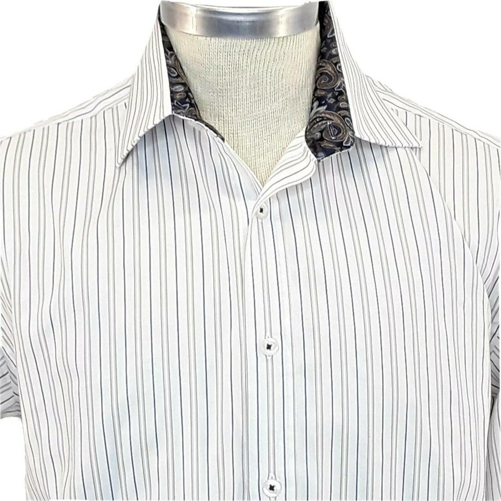English Laundry Dress Shirt Christopher Wicks Mens 16 French Cuff Paisley